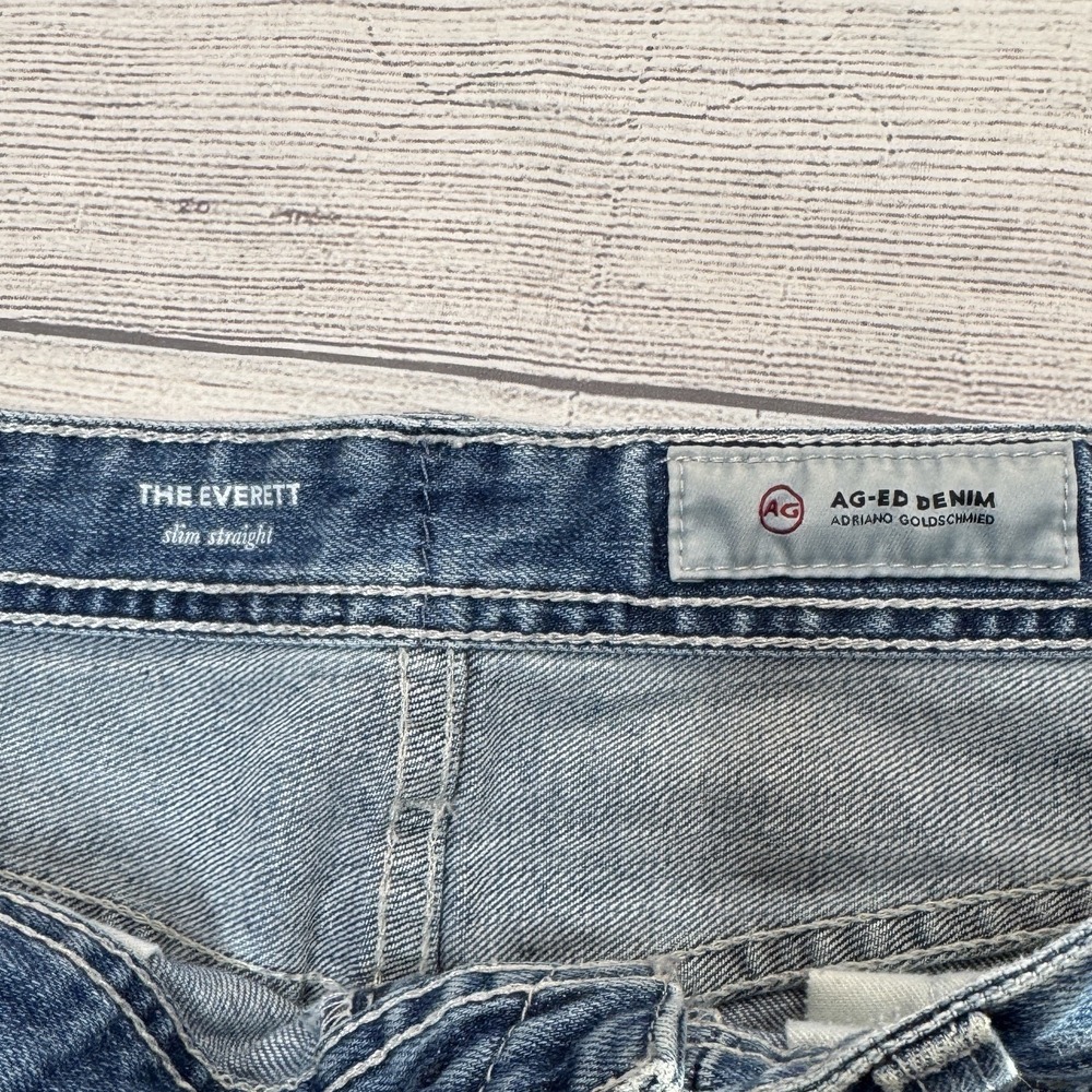 AG Adriano Goldschmied The Everett Slim Straight Jeans Denim Distressed 31R - Picture 2 of 4